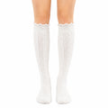 Chaussettes hautes 35-38 en maille blanche torsadée style classique