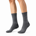 Chaussettes mi-mollet 39-42 en maille gris anthracite côtelées