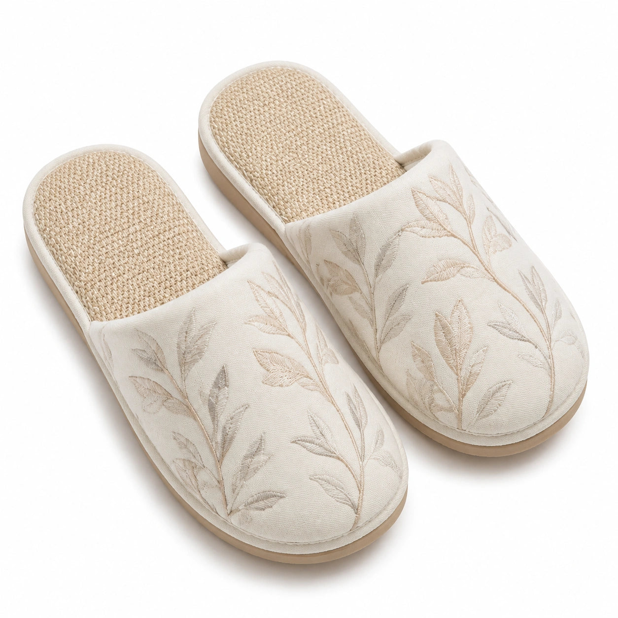 Chaussons femme taille 38/39 en textile beige à motif floral pour intérieur