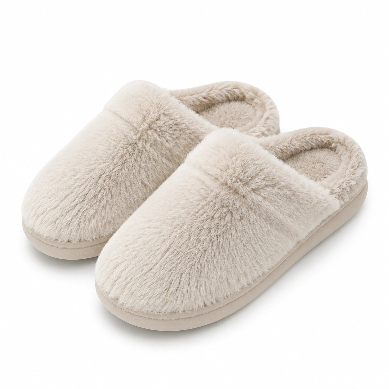Chaussons 38/39 en textile effet fourrure beige - intérieur