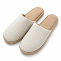 Chaussons ouverts taille 40/41 textile beige et blanc pour intérieur style naturel