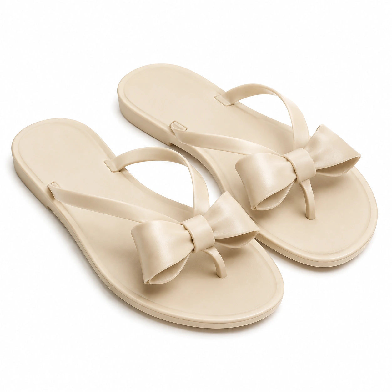 Tongs femme 36/37 en matière synthétique beige à nœud pour plage style décontracté