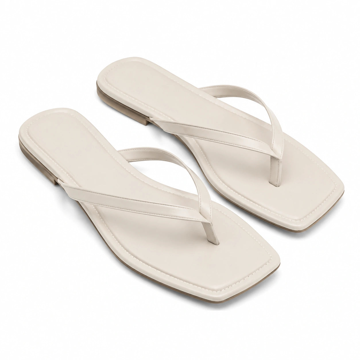Sandales tongs femme taille 36/37 beige en matière synthétique à semelle plate